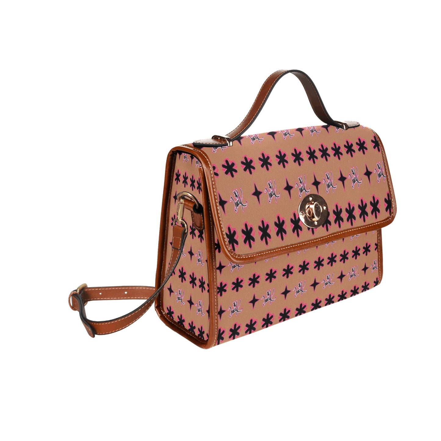 Traci K Original Signatured Pattern Bag Waterproof Canvas Bag-Brown (All Over Print) (Model 1641)