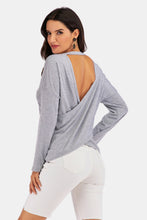 Load image into Gallery viewer, Perfee V-Neck Drop Shoulder Open Back Sweatshirt
