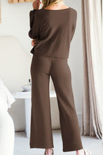 Load image into Gallery viewer, Round Neck Long Sleeve Top and Pants Set
