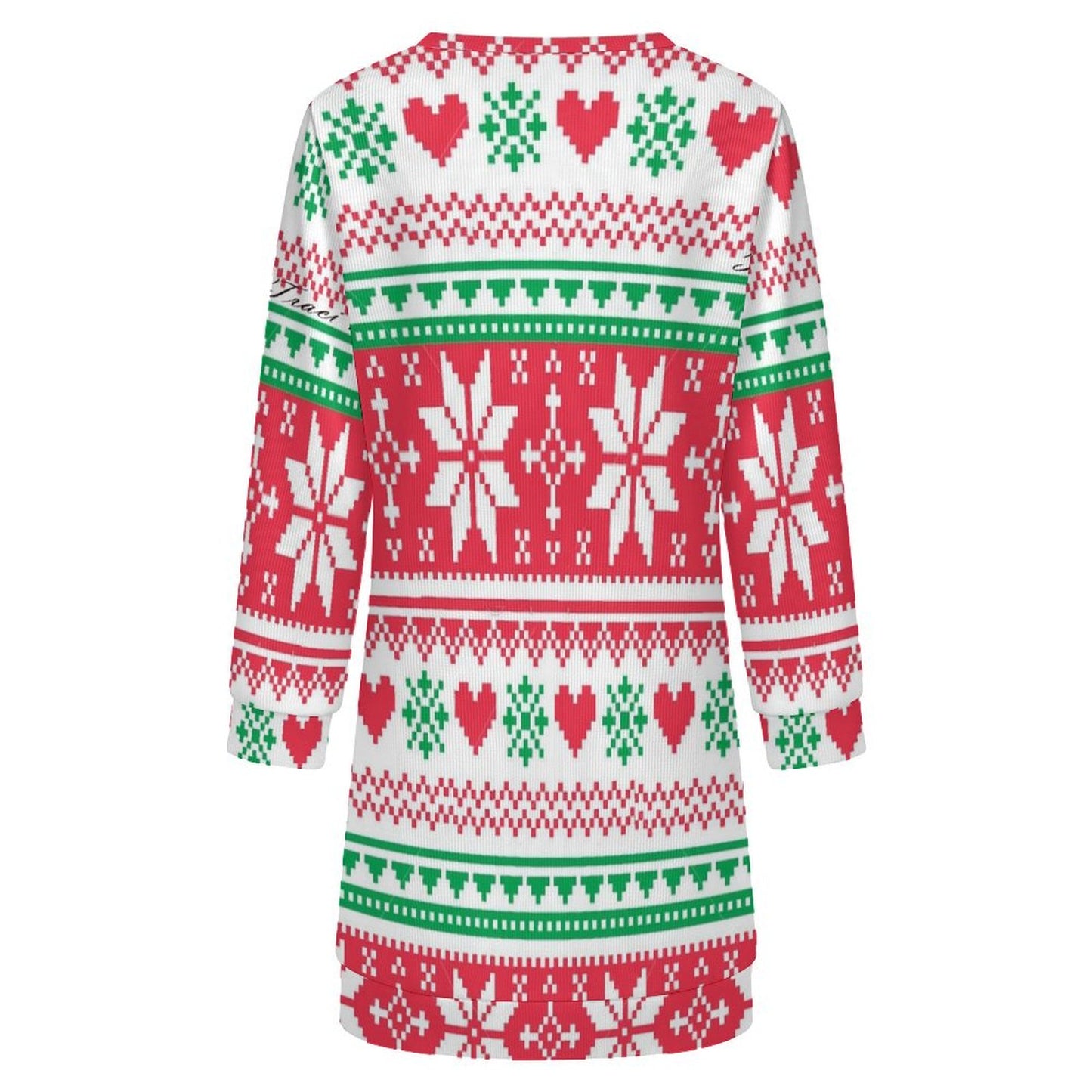 Traci K Collection Women's Holiday Red/White/Green Sweater Dress