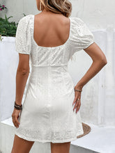 Load image into Gallery viewer, Perfee Bow Detail Eyelet Puff Sleeve Dress
