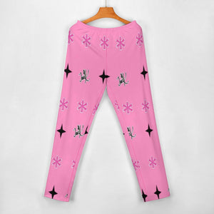 Traci K Pink Patterned Signatured Diagonal shoulder two piece set Women's Off Shoulder Two-piece Set