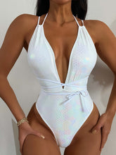 Load image into Gallery viewer, Tied Sequin Plunge One-Piece Swimwear
