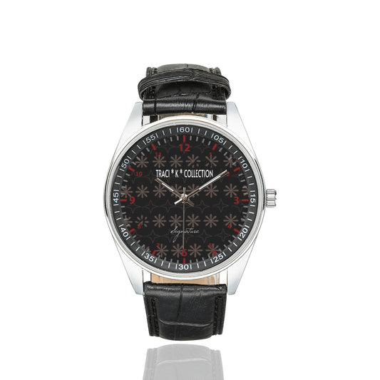 Traci K* Signature Designer Watch with Leather Strap Men's Casual Leather Strap Watch(Model 211)