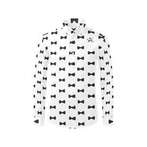 Put a Bow On It Traci K Mens White Long Sleeve Shirt Men's All Over Print Casual Dress Shirt (Model T61)