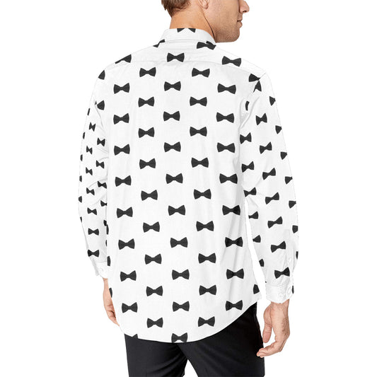 Put a Bow On It Traci K Mens White Long Sleeve Shirt Men's All Over Print Casual Dress Shirt (Model T61)