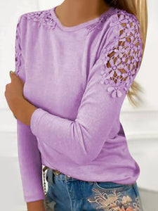 Full Size Cutout Round Neck Long Sleeve T-Shirt