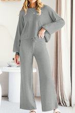 Load image into Gallery viewer, Round Neck Long Sleeve Top and Pants Set
