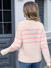 Load image into Gallery viewer, Angel Wings Striped Round Neck Long Sleeve Sweater
