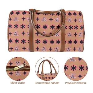 Traci K Designer Patterned Large Capacity Travel Bag Leather Large Capacity Travel Bag-Large (Brown Long Patch) (1736)