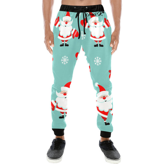 Traci K* Cute Mens Santa Joggers Men's All Over Print Sweatpants (Model L11)