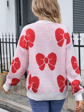 Load image into Gallery viewer, Angel Wings Bow Round Neck Dropped Shoulder Sweater
