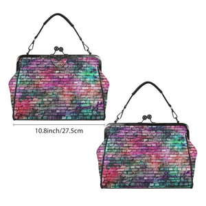 Traci K Signatured Colorful Brickwall KissLock Bag Kisslock Crossbody Shoulder Bag (Model 1752)