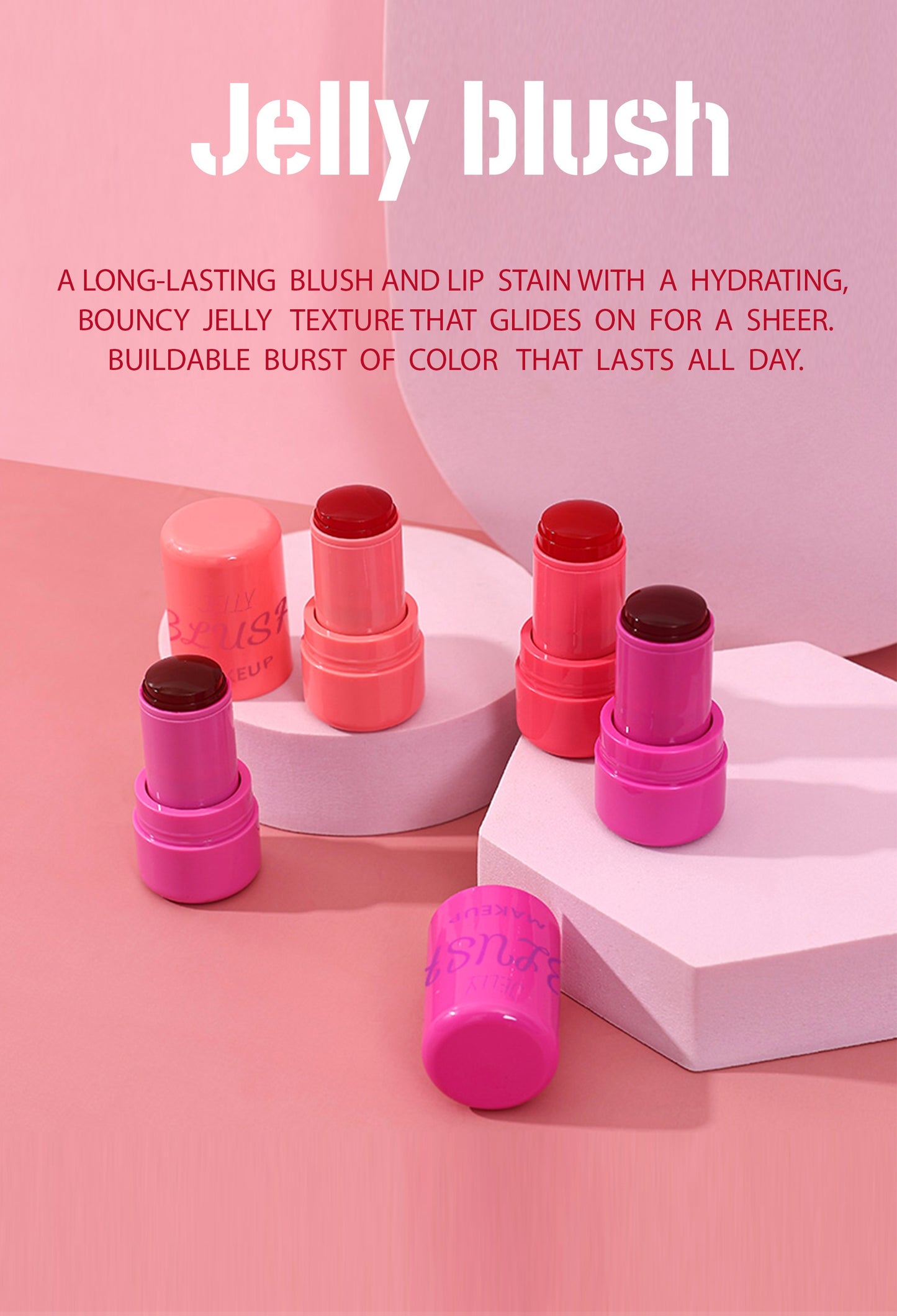 Water Jelly Blush  Skin Makeup All in One by Traci K Beauty Box  4pcs Cooling Water Jelly Tint Makeup Kit, Multi-Use Jelly Lip & Cheek Tint Stain for Valentine's Day