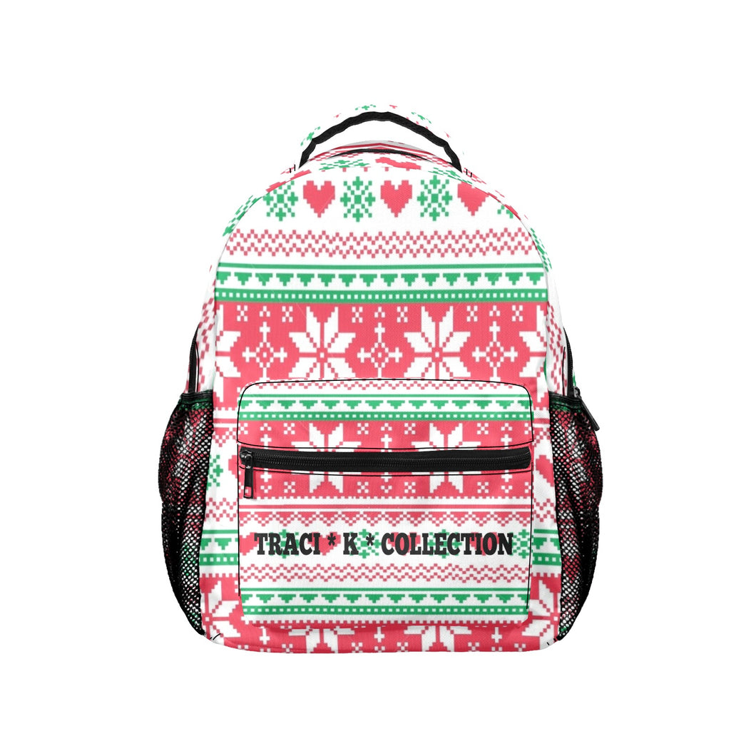 Traci K Collection Holiday Heart Flake Backpack 17-inch Casual Backpack