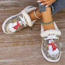 Load image into Gallery viewer, Snowman Print Round Toe Slip-Ons
