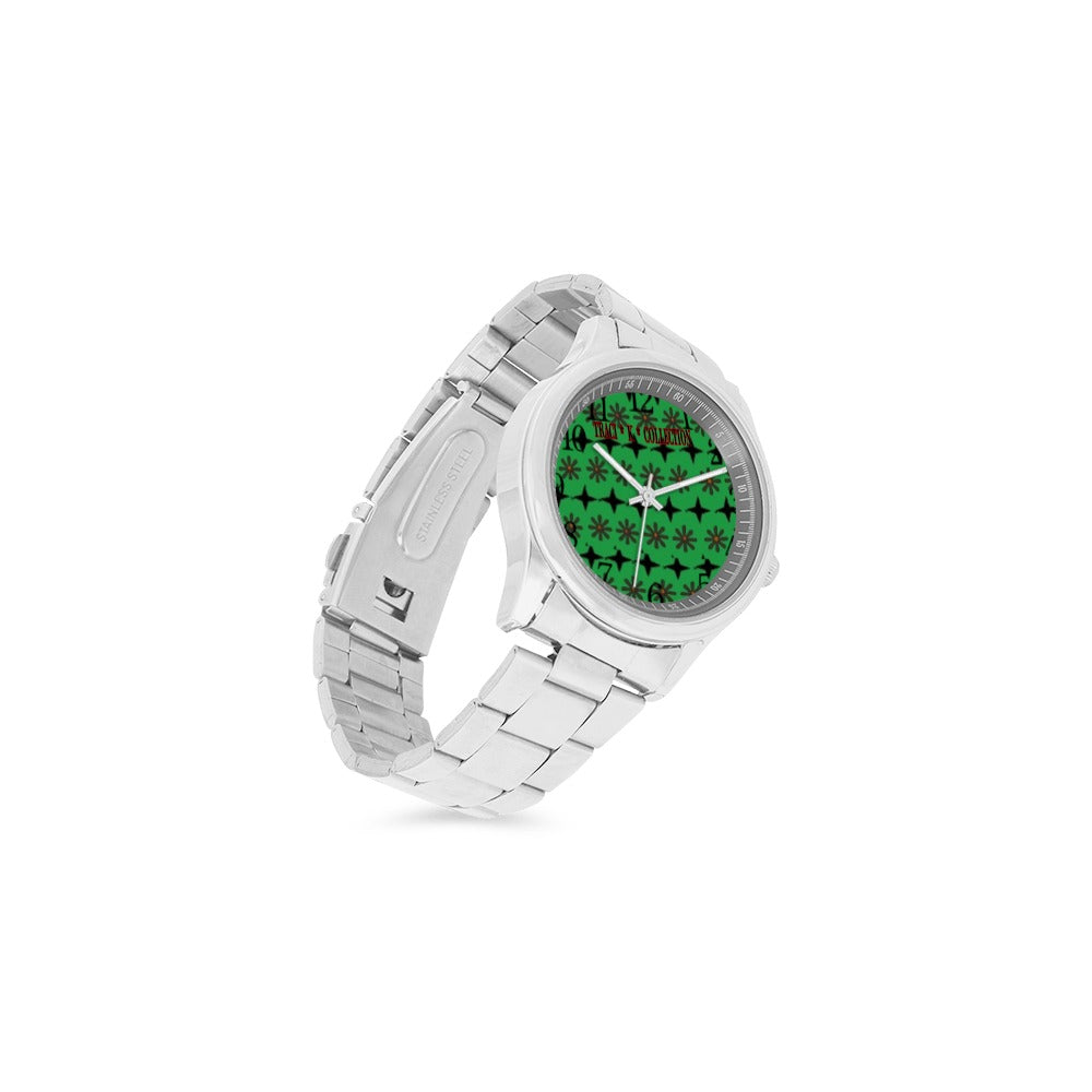 Traci K* Collection Designer Signature Pattern Watch Men's Stainless Steel Watch(Model 104)