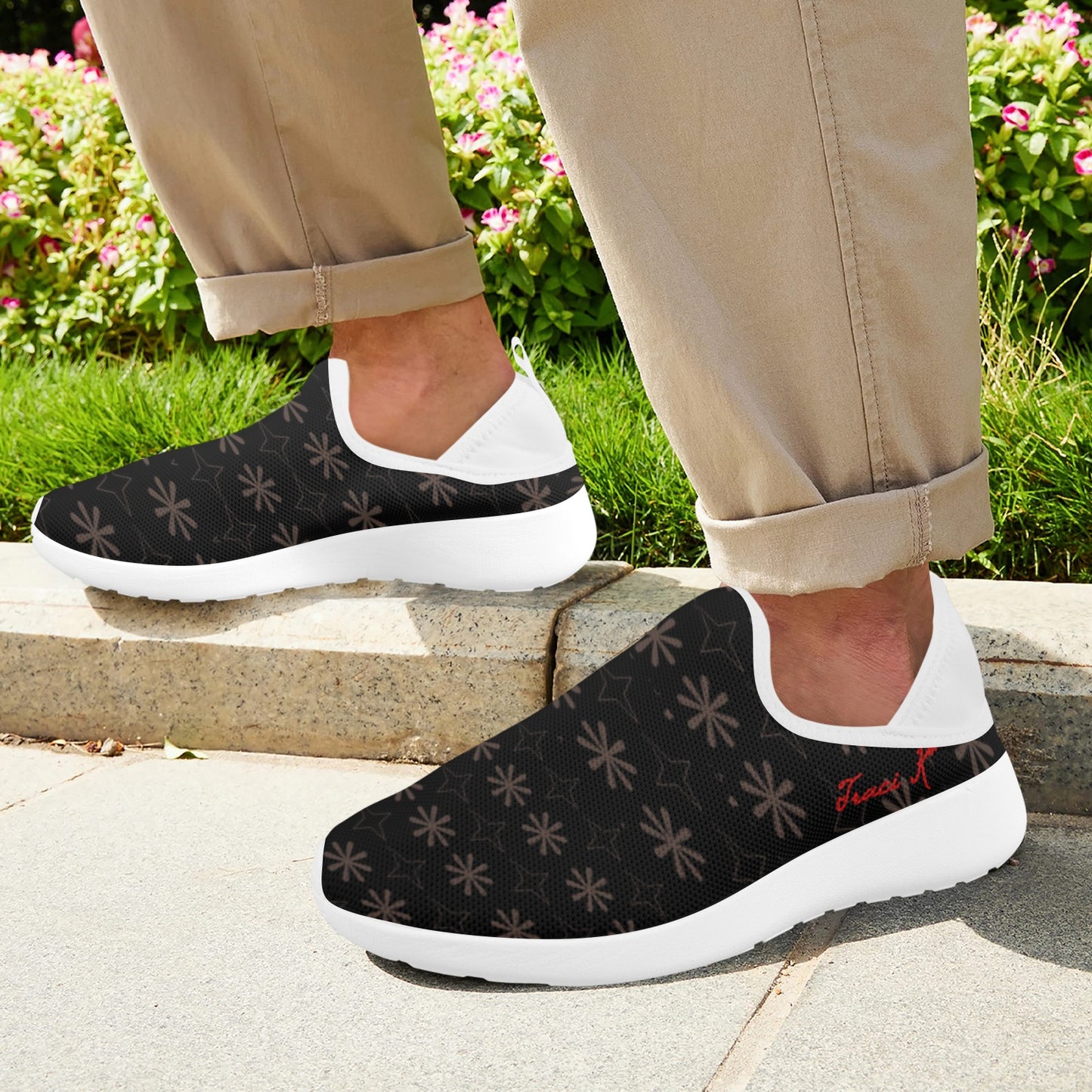 Traci K Designer Slip On Sneakers Fly Weave Drop-in Heel Sneakers for Men (Model 02002)