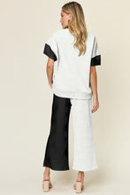 Load image into Gallery viewer, Double Take Full Size Texture Contrast T-Shirt and Wide Leg Pants Set
