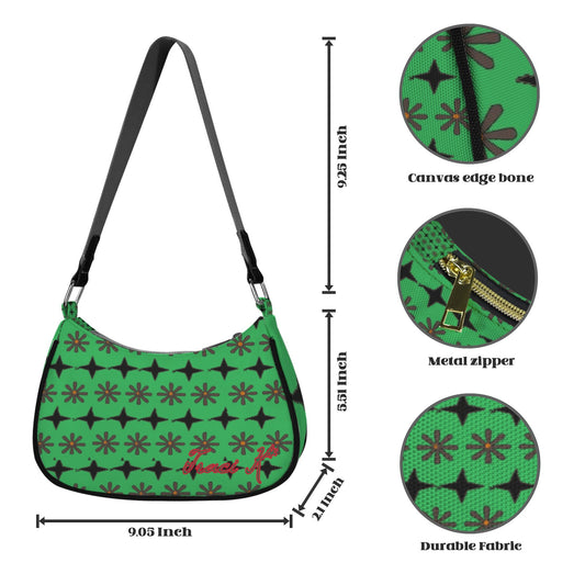 Traci K Designer Patterned Green Shoulder Bag Women's Shoulder Bag-Grey Strap (Model 1748)