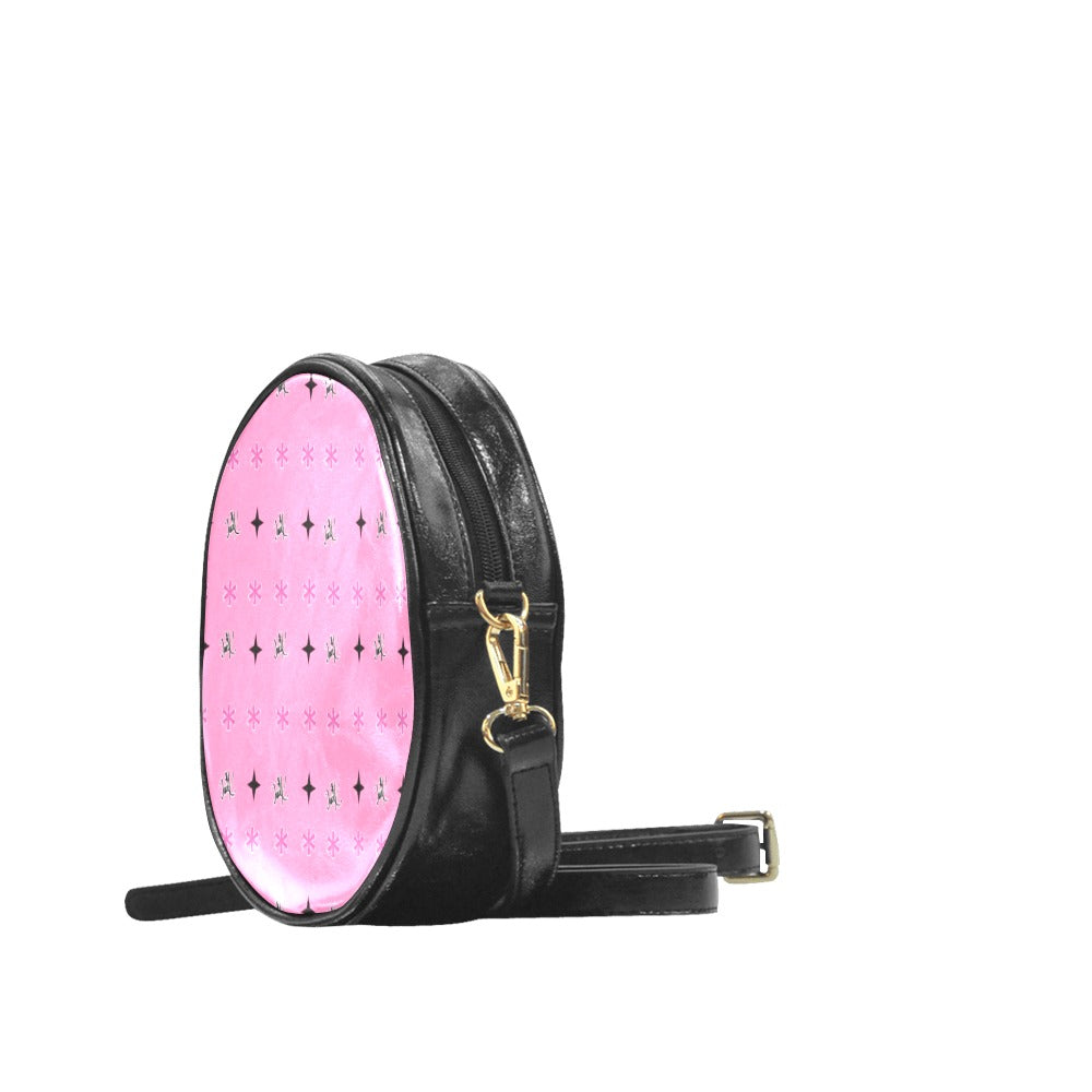 Traci K Designer Patterned Pink Sling Bag Round Round Sling Bag (Model 1647)