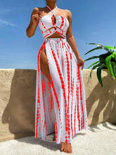 Load image into Gallery viewer, Printed Halter Neck Three-Piece Swim Set
