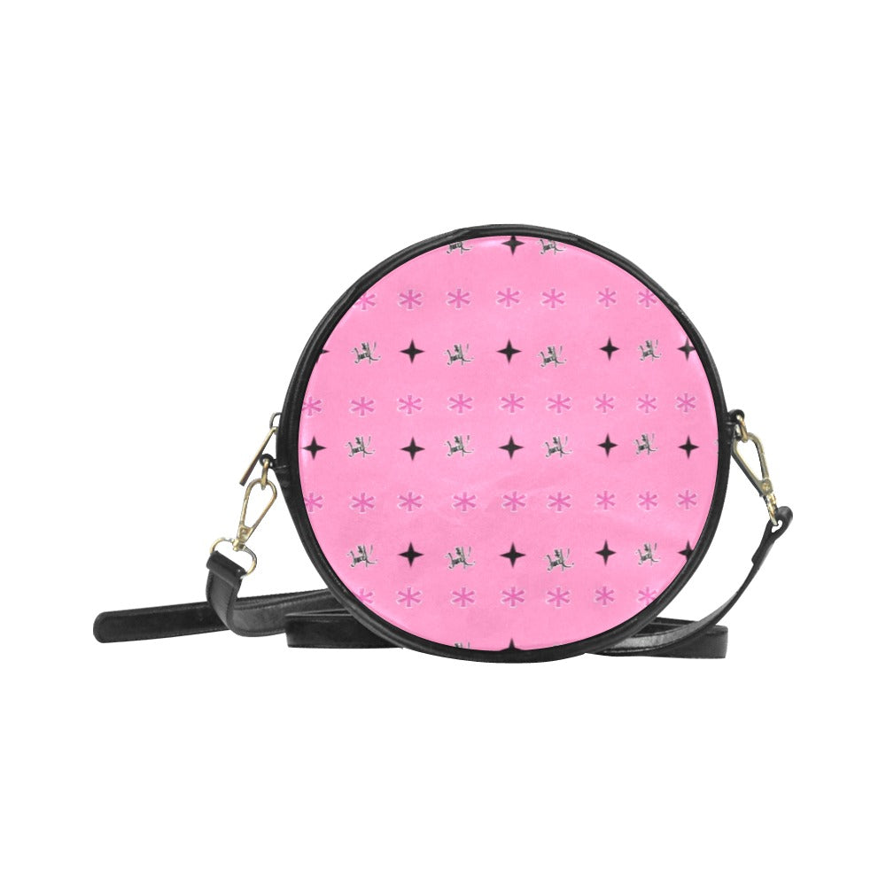 Traci K Designer Patterned Pink Sling Bag Round Round Sling Bag (Model 1647)