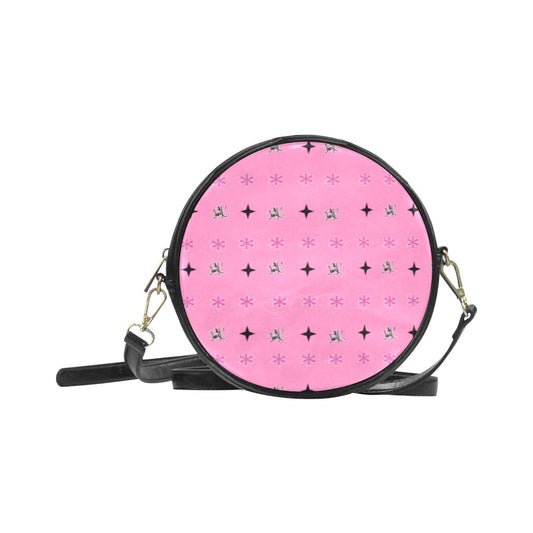 Traci K Designer Patterned Pink Sling Bag Round Round Sling Bag (Model 1647)
