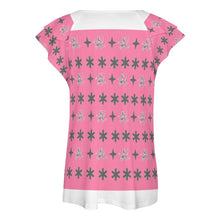 Load image into Gallery viewer, Traci K Patterned V-neck T-shirt Women&#39;s Ruffle Sleeve V-Neck T-Shirt
