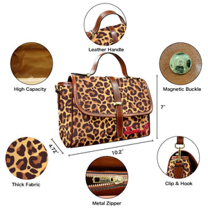Traci K* Signatured Designer Leopard Pattern Satchel Bag Multi-Function Satchel-Brown (Model 1740)