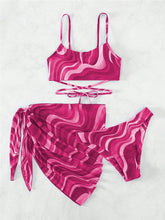 Load image into Gallery viewer, Tied Printed Three-Piece Swim Set
