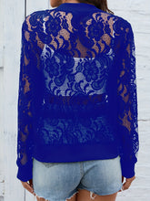 Load image into Gallery viewer, Sheer Lace Zip Up Long Sleeve Jacket
