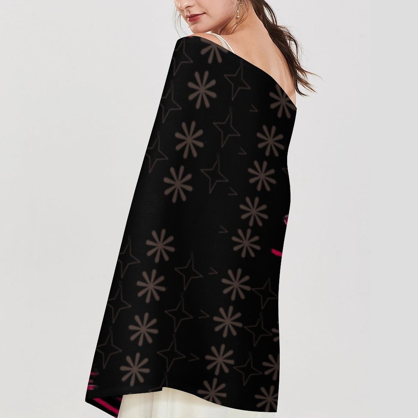 Traci K Signatured Cashmere Black/Red Tassel scarf Tassel Scarf