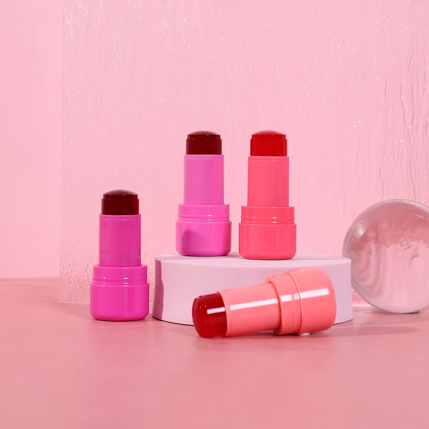 Water Jelly Blush  Skin Makeup All in One by Traci K Beauty Box  4pcs Cooling Water Jelly Tint Makeup Kit, Multi-Use Jelly Lip & Cheek Tint Stain for Valentine's Day