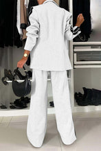 Load image into Gallery viewer, Full Size Contrast Lapel Collar Top and Pants Set
