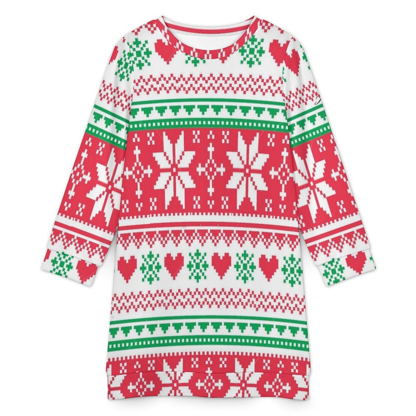 Traci K Collection Women's Holiday Red/White/Green Sweater Dress