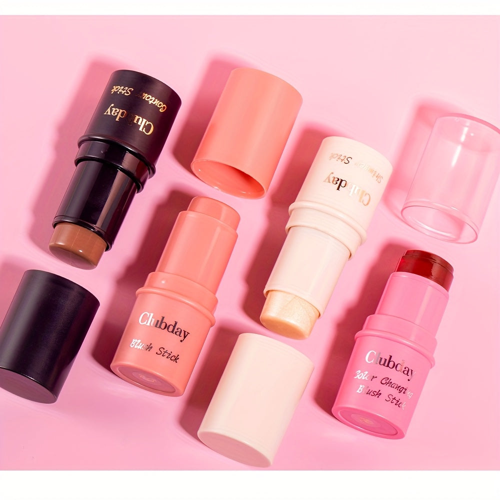 Clubday Water Jelly Makeup by Traci K Beauty Box 4pcs/set Contour Blush Stick Set for Cheeks, Face Makeup Beauty, Jelly Foundation, Eye Brightener, Pink Peach Cream Blush Kit
