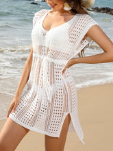 Load image into Gallery viewer, Openwork V-Neck Cap Sleeve Cover-Up
