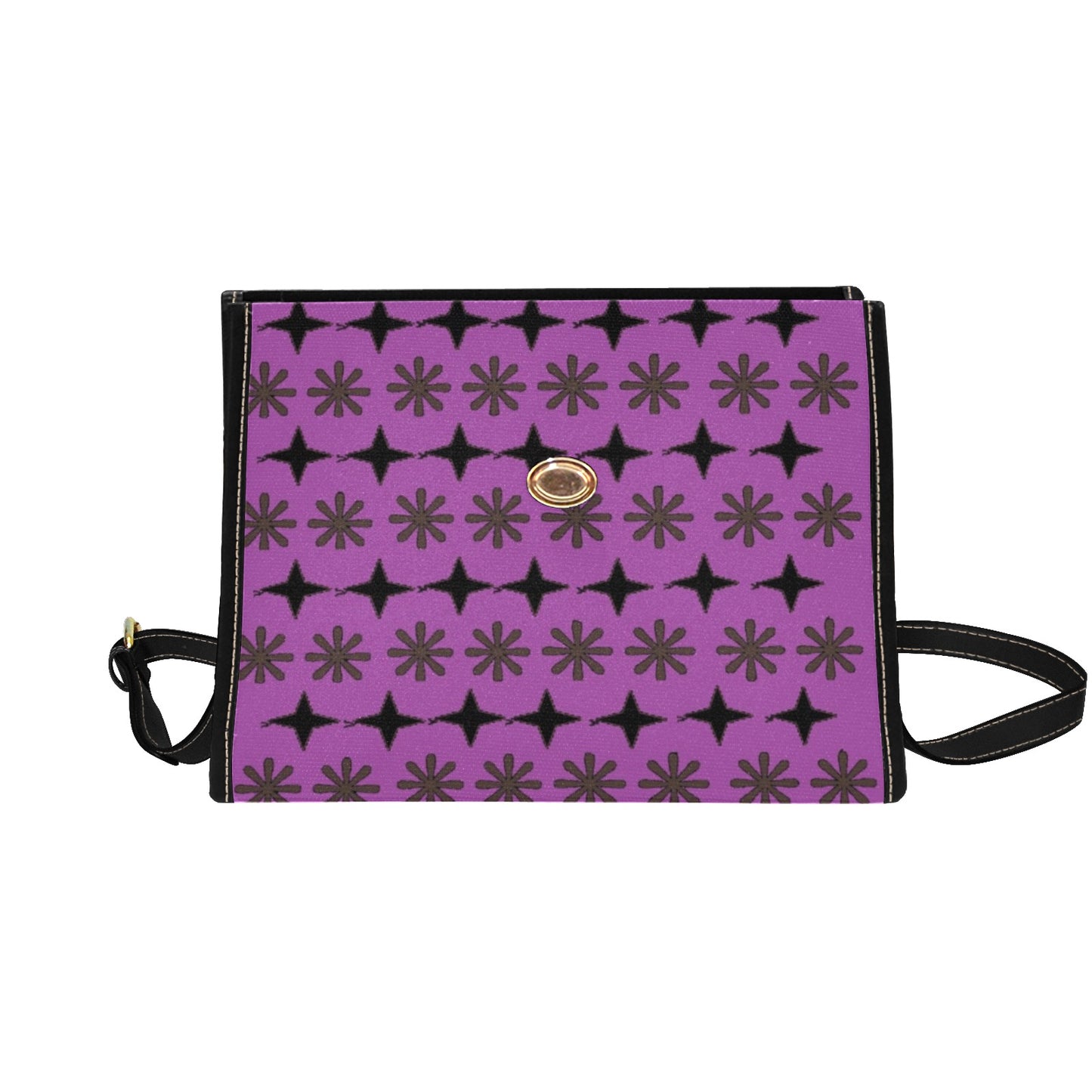 Traci K Luxury Designer SIgnatured Purple Sachet Bag Waterproof Canvas Bag-Black (All Over Print) (Model 1641)