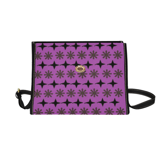 Traci K Luxury Designer SIgnatured Purple Sachet Bag Waterproof Canvas Bag-Black (All Over Print) (Model 1641)