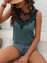 Load image into Gallery viewer, Lace Detail Heathered Tank
