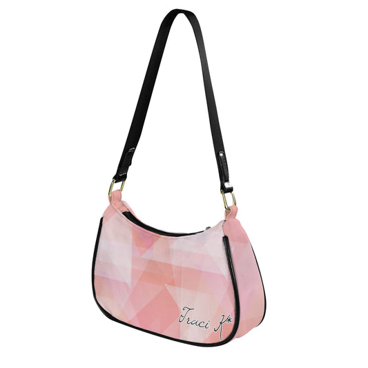Traci K Designer Pink Shimmer Shoulder Bag Black Strap Women's Shoulder Bag-Black Strap (Model 1748)