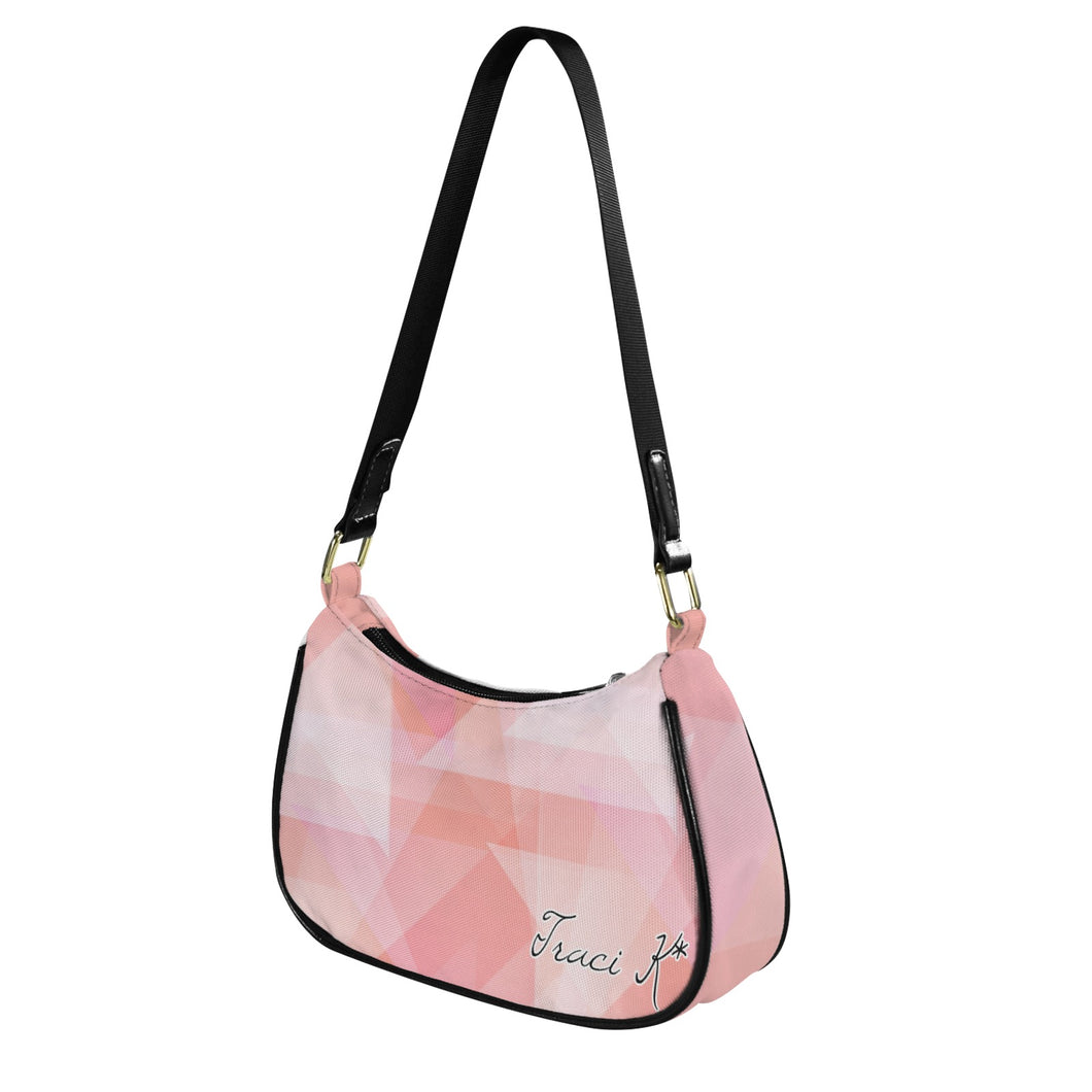 Traci K Designer Pink Shimmer Shoulder Bag Black Strap Women's Shoulder Bag-Black Strap (Model 1748)