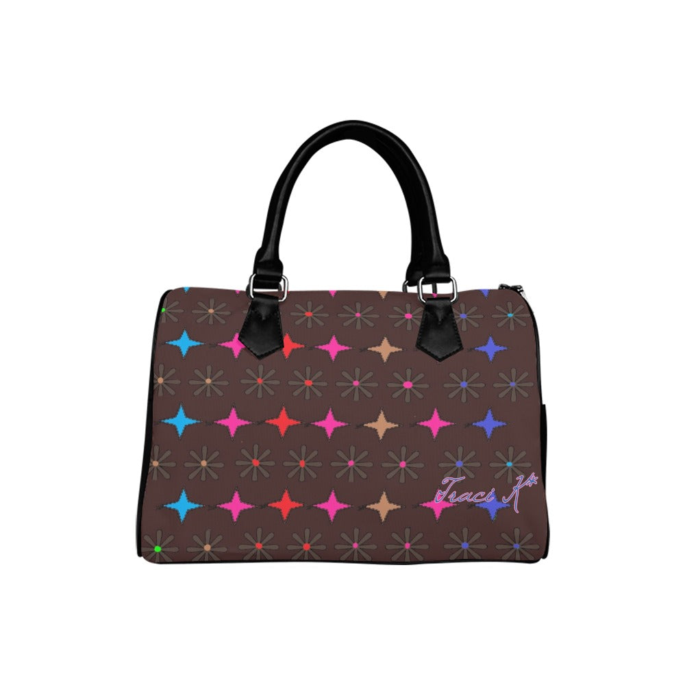 Traci K Signatured Patterned Multi Color Brown Boston Bag Boston Handbag (Model 1621)