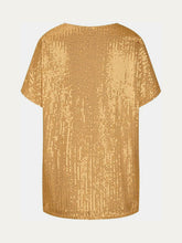 Load image into Gallery viewer, Full Size Sequin V-Neck Short Sleeve Top
