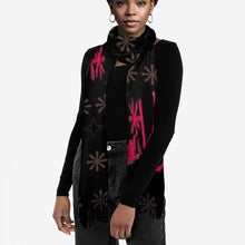 Load image into Gallery viewer, Traci K Signatured Cashmere Black/Red Tassel scarf Tassel Scarf
