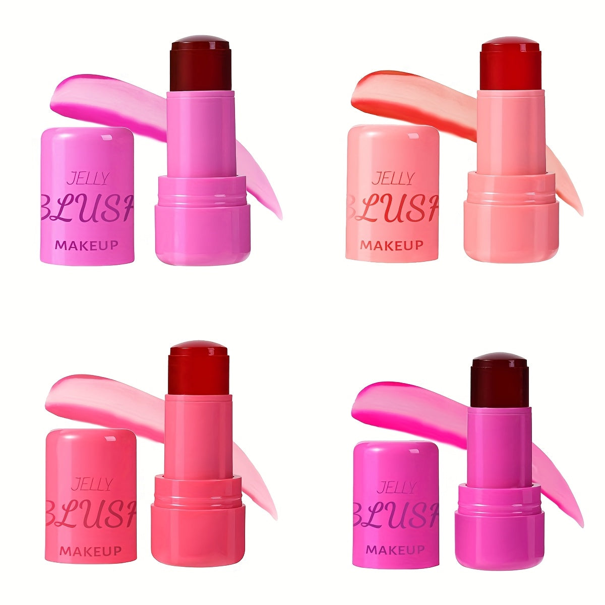 Water Jelly Blush  Skin Makeup All in One by Traci K Beauty Box  4pcs Cooling Water Jelly Tint Makeup Kit, Multi-Use Jelly Lip & Cheek Tint Stain for Valentine's Day