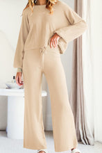 Load image into Gallery viewer, Round Neck Long Sleeve Top and Pants Set
