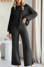 Load image into Gallery viewer, Round Neck Long Sleeve Top and Pants Set
