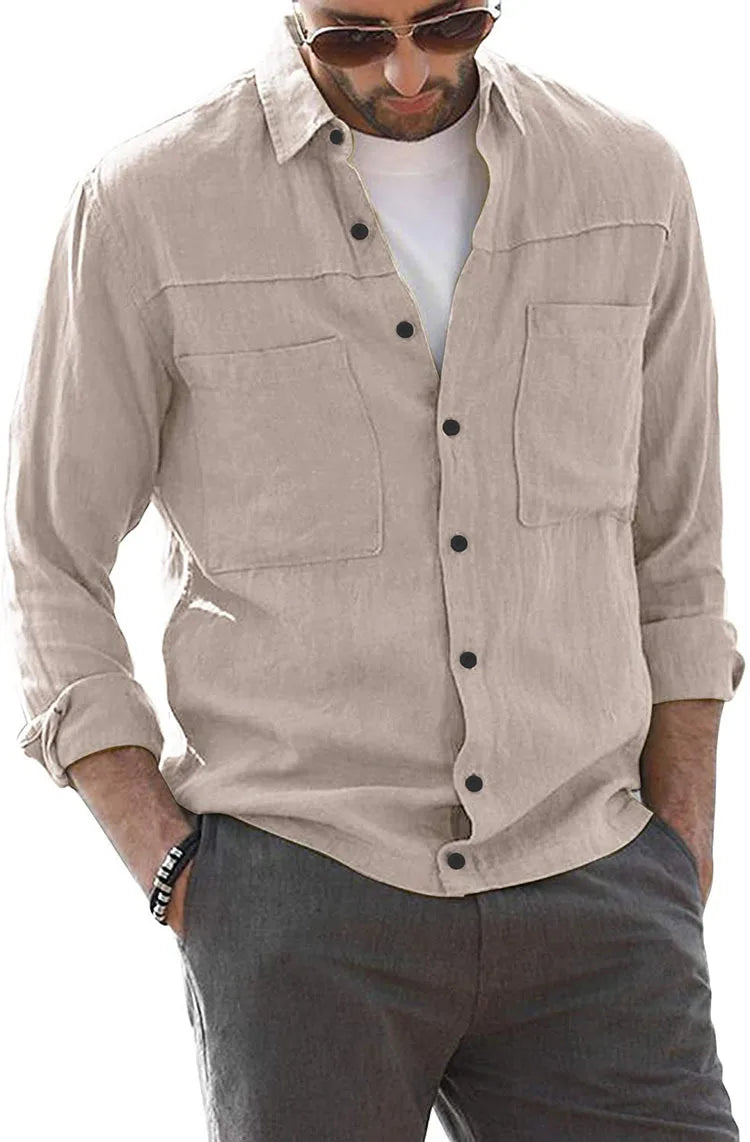 Back in Stock New Men's Casual Shirt European Size Solid Color Simple Long Sleeve Shirt Men Long Sleeve T Shirt